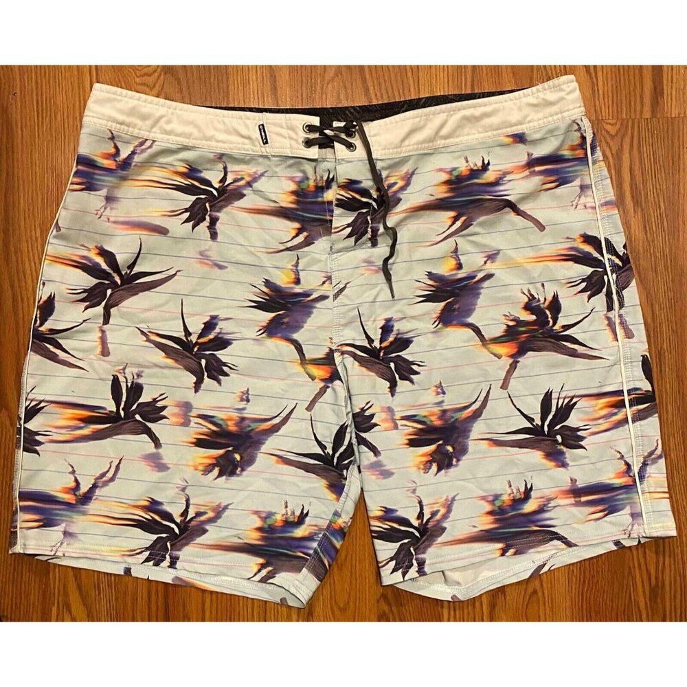 O'Neill Board Shorts Mens 40 7" Floral Blur Beach Swim Trunks Drawstring Pocket - Picture 1 of 6